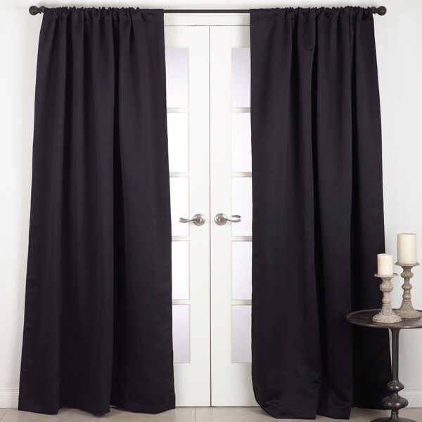 Doba-Bnt SARO 54 x 108 in. Solid Rod Pocket Blackout Window Curtain Panel Black SA2657575 - main